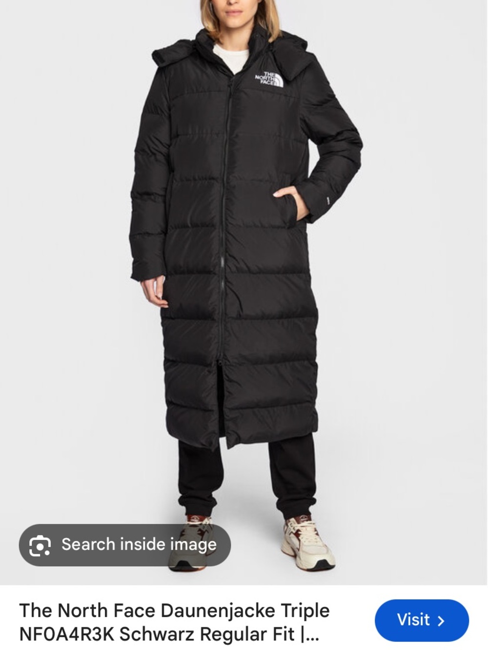The North Face Triple C Parka - Women's Black Long Puffer Coat with Hooded Colla